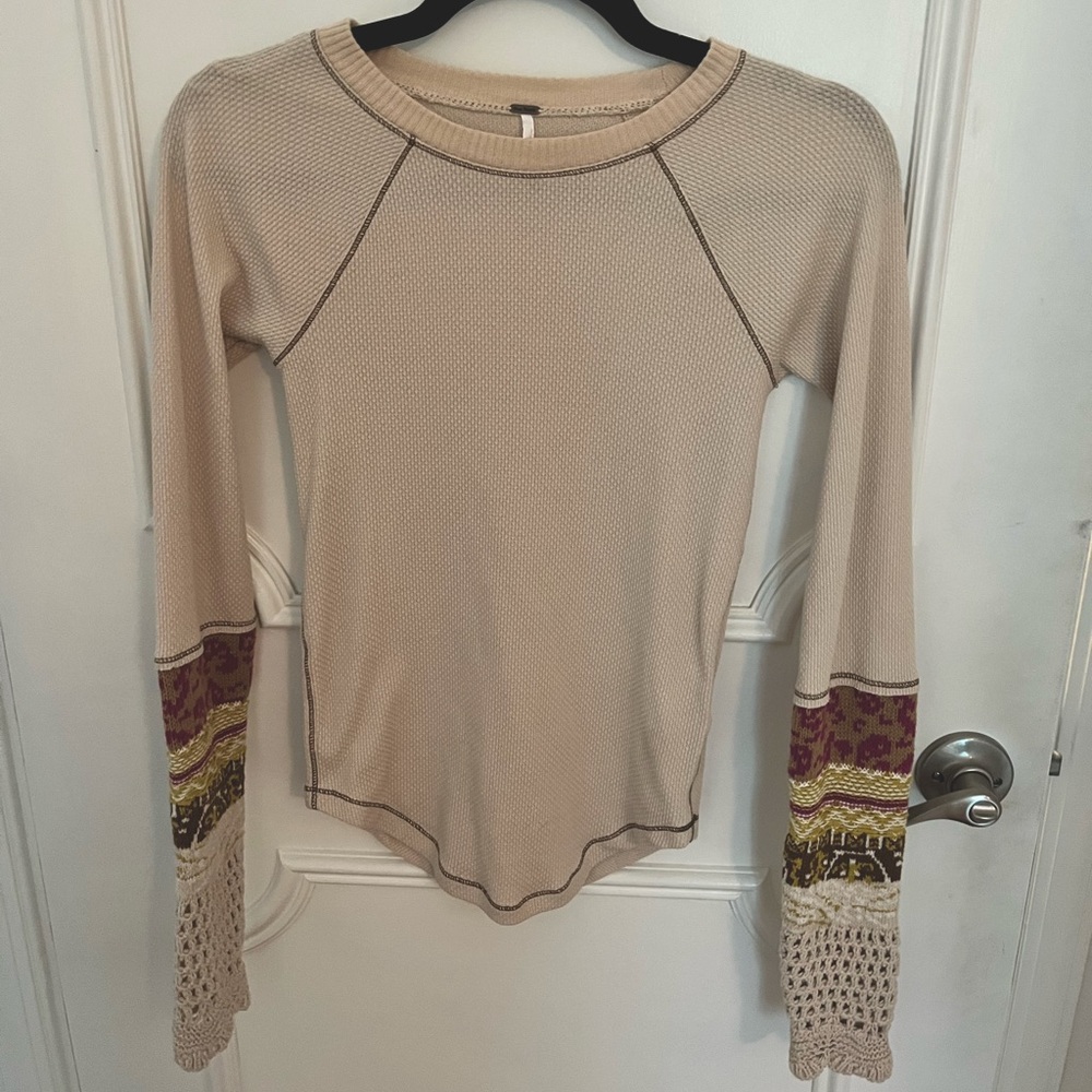 FREE PEOPLE mix cuff long sleeve shirt